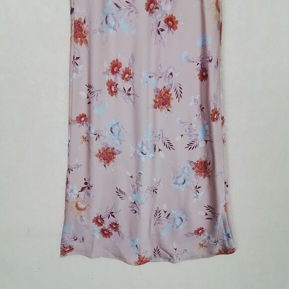 Hippie Rose Slip Dress Pink XS Spaghetti Strap Floral‎ Satin Silky Midi - Picture 8 of 12